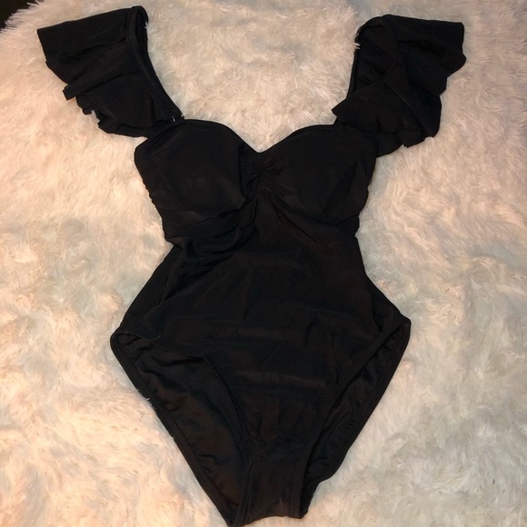VENUS Black Ruffled One Piece Swimsuit size 4 - Picture 5 of 14